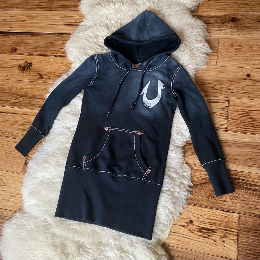 True Religion Long Hoodie Kangaroo Pocket Size XS